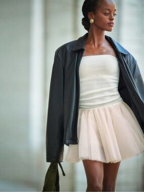 NWT Viral Reformation x NYC Ballet Sable Cashmere Dress, Soft Ivory